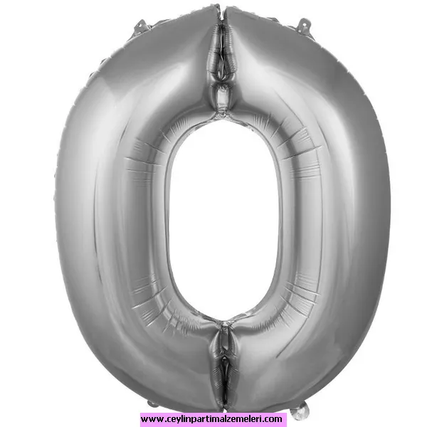 0 Rakam Gümüş Folyo Balon